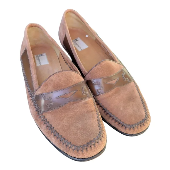 Size 10 Vintage Calf Skin Suede Leather Loafers By Moreschi/ Slip On Italian Moreschi Brown suede loafers - Brown - Men|42119 | thebs.com main image 4